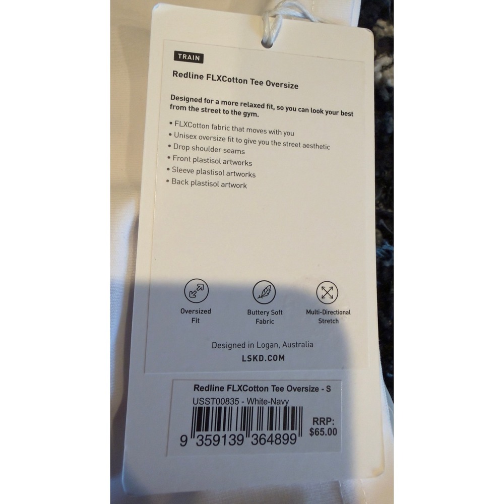 LSKD Redline FLXCotton Tee Oversize White Unisex Sportswear S USST00835 NEW NWT - Picture 6 of 16